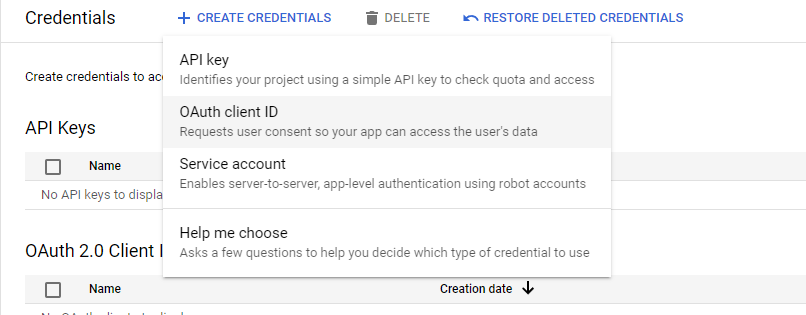 Create Credentials